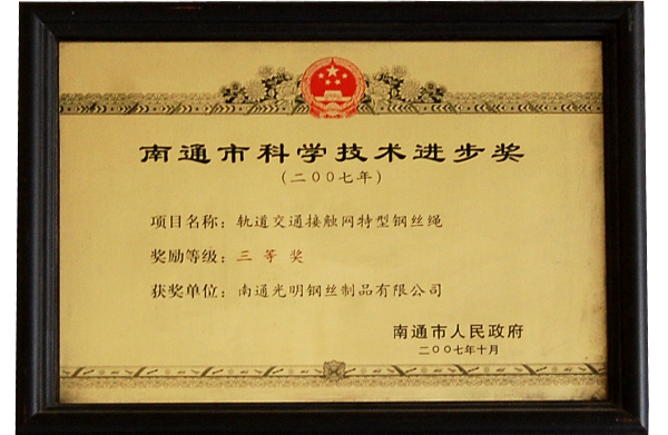 南(nán)通(tōng)市(shì)科(kē)學技(jì)術(shù)進步獎 